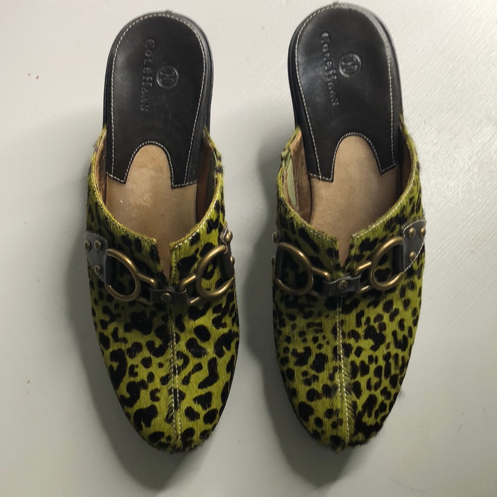Cole Haan pony hair leopard clog